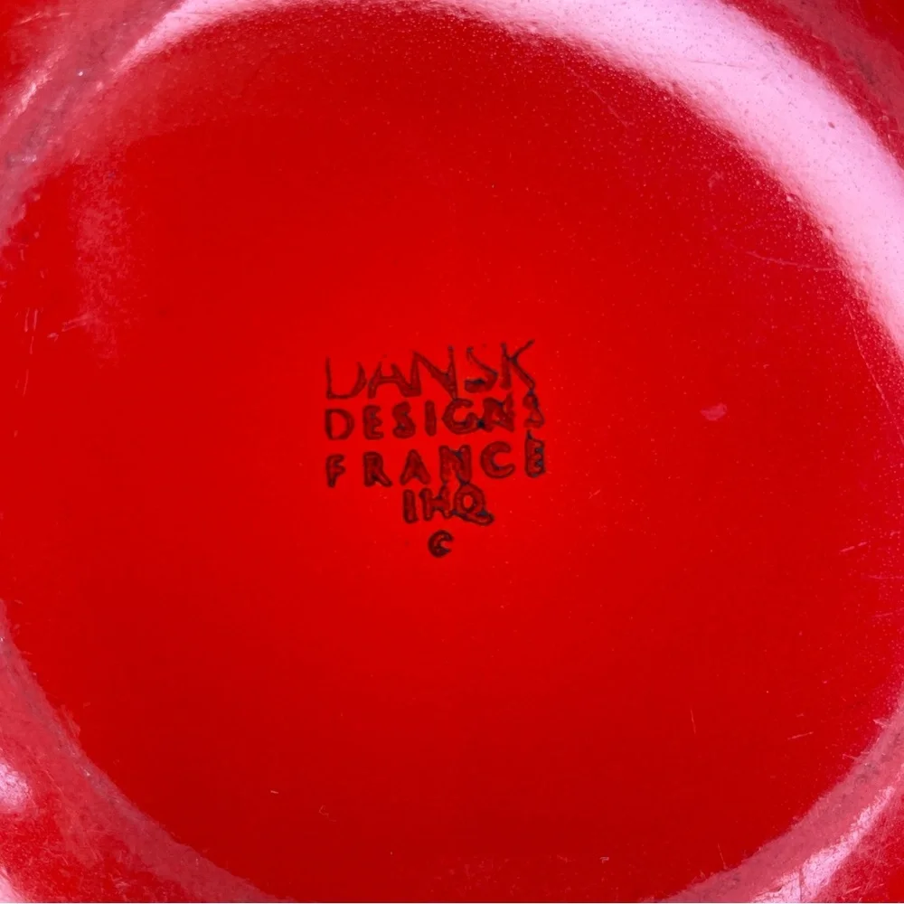 Vintage Mid-Century Modern Dansk Kobenstyle Enameled Cherry Red Paella Pan